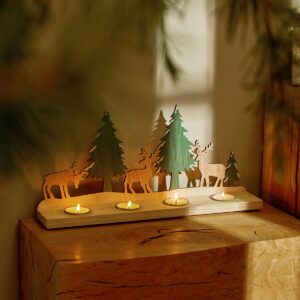 Blancheporte Kalíšky na sviečky s motívom sobov a stromčekov drevo