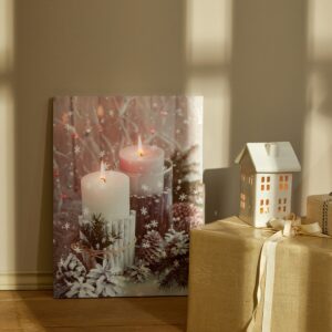 Blancheporte Svetelný obraz s motívom sviečok sivá/biela/zelená