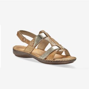 Blancheporte Dvojfarebné kožené sandále béžová/zlatá 41