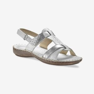 Blancheporte Dvojfarebné kožené sandále biela/striebristá 41