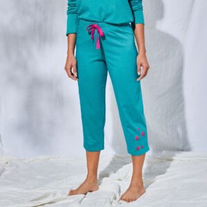Blancheporte 3/4 pyžamové nohavice s potlačou "Enjoy" smaragdová 52