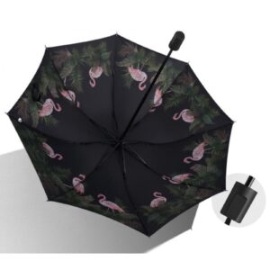 Čierno-ružový vzorovaný dáždnik Flamingo